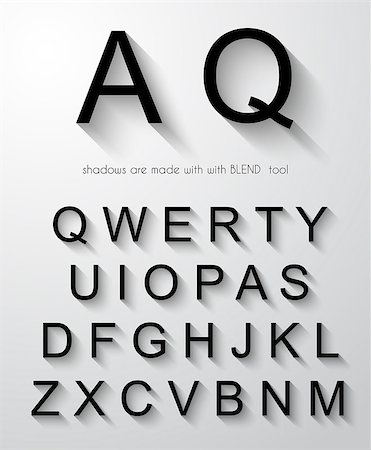 simsearch:400-08812580,k - Classic alphabet with modern long shadow effect. Shadows has been made with blend and transparency so can be copied and paste on every background. Foto de stock - Super Valor sin royalties y Suscripción, Código: 400-07775845