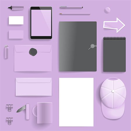 simsearch:400-08257177,k - Corporate identity template on light purple background. Use layer "Print" in vector file to recolor objects. Eps-10 with transparency. Stock Photo - Budget Royalty-Free & Subscription, Code: 400-07776023