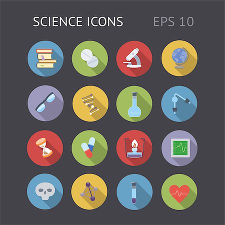 Flat icons for science and education. Vector eps10 contains objects with transparency. Stock Photo - Budget Royalty-Free & Subscription, Code: 400-07776037