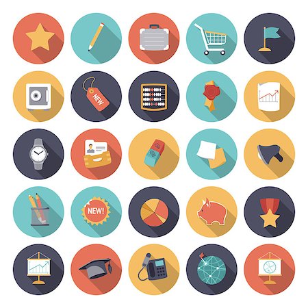 Flat design icons for business and finance. Vector eps10 with transparency. Stock Photo - Budget Royalty-Free & Subscription, Code: 400-07776033