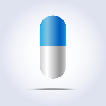 Blue and white pill on white background. Vector illustration Stock Photo - Budget Royalty-Free & Subscription, Code: 400-07776333