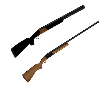 two guns for hunting wild animals on a white background Fotografie stock - Microstock e Abbonamento, Codice: 400-07776370