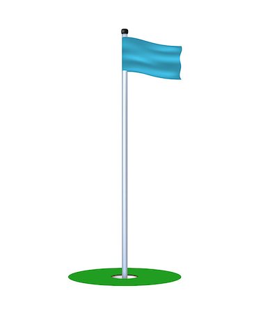 Golf hole with blue flag on white background Stock Photo - Budget Royalty-Free & Subscription, Code: 400-07776371