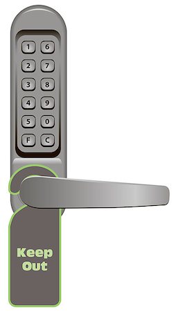 simsearch:400-05191448,k - Door handle with combination lock and signboard Keep Out. Vector illustration. Stock Photo - Budget Royalty-Free & Subscription, Code: 400-07776424