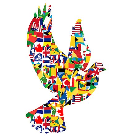 dove illustration - Peace concept with dove made of World flags Stock Photo - Budget Royalty-Free & Subscription, Code: 400-07776460