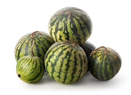 simsearch:400-07932348,k - Heap of watermelons isolated on a white background Foto de stock - Super Valor sin royalties y Suscripción, Código: 400-07776552