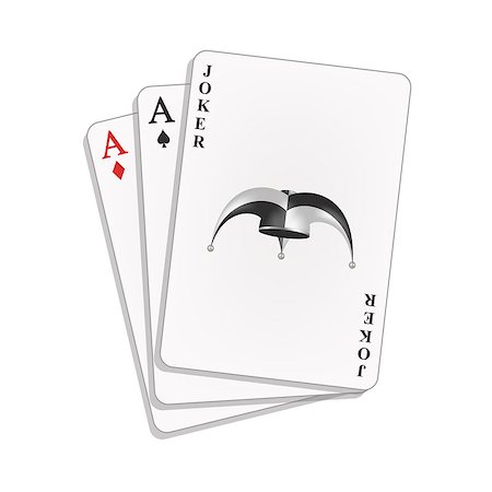 simsearch:400-05112861,k - Joker with spades and diamonds ace on white background Stockbilder - Microstock & Abonnement, Bildnummer: 400-07776646