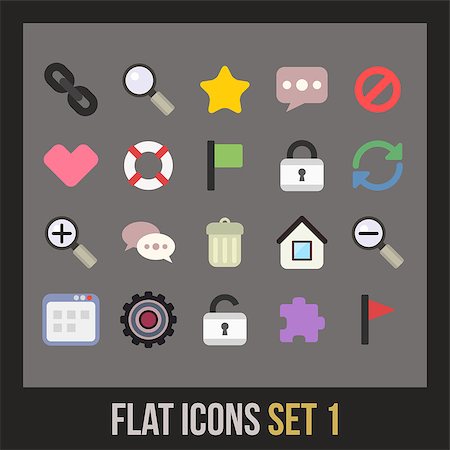 Flat icons set 1 - universal collection Stock Photo - Budget Royalty-Free & Subscription, Code: 400-07776738