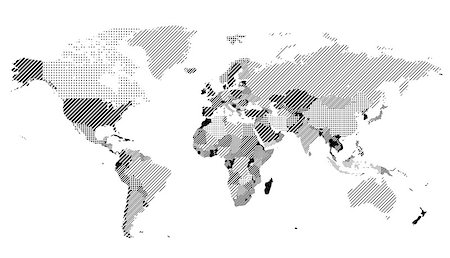 World map with textured countries.  Vector illustration. Stock Photo - Budget Royalty-Free & Subscription, Code: 400-07776813