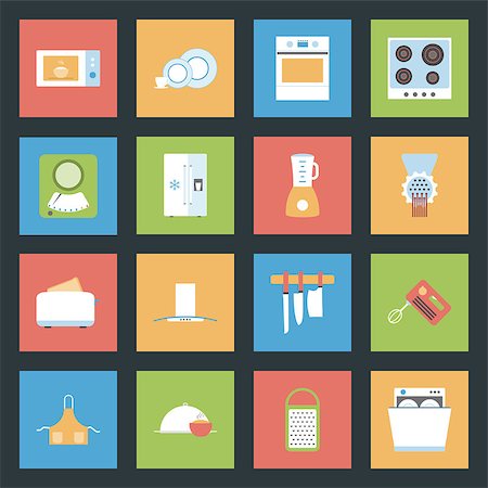 Kitchen flat icons set vector graphic illustration design Stock Photo - Budget Royalty-Free & Subscription, Code: 400-07776861