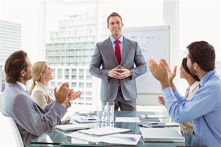 smart board - Young business people clapping hands in board room meeting at office Stock Photo - Budget Royalty-Free & Subscription, Code: 400-07777991