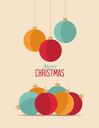 Retro decorative Christmas balls, vector Christmas card Stock Photo - Budget Royalty-Free & Subscription, Code: 400-07779294