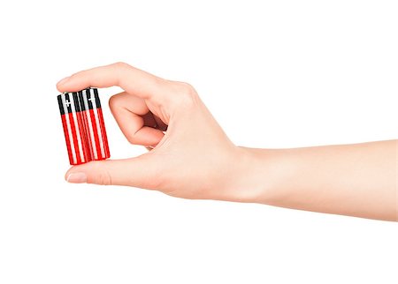 simsearch:400-06109171,k - hand holds a red AA battery on an isolated white background Stock Photo - Budget Royalty-Free & Subscription, Code: 400-07779308