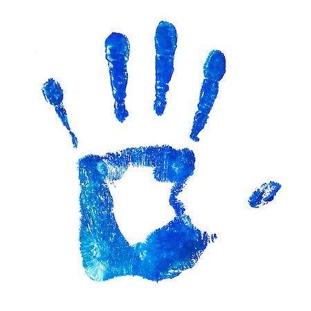 simsearch:400-03986982,k - blue handprint on an isolated white background Photographie de stock - Aubaine LD & Abonnement, Code: 400-07779320