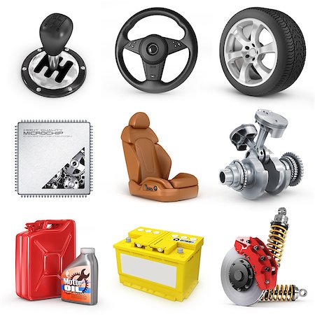 Set of parts of car. 3d render icons. Stock Photo - Budget Royalty-Free & Subscription, Code: 400-07779357
