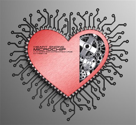 dimensional - CPU. Gears inside heart processor. 3d Stock Photo - Budget Royalty-Free & Subscription, Code: 400-07779350