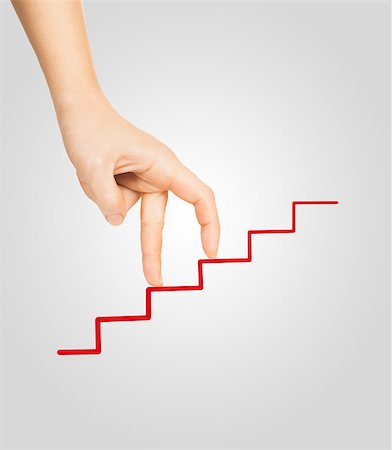 people walking in the stairs and hand - hand goes on to draw a red ladder Stock Photo - Budget Royalty-Free & Subscription, Code: 400-07779475