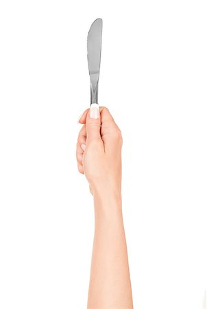 hand holding a knife on an isolated white background Stock Photo - Budget Royalty-Free & Subscription, Code: 400-07779478