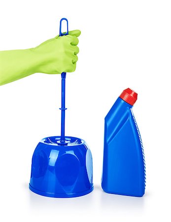 simsearch:400-05234741,k - hand holds the brush to clean the toilet on an isolated white background Foto de stock - Super Valor sin royalties y Suscripción, Código: 400-07779504
