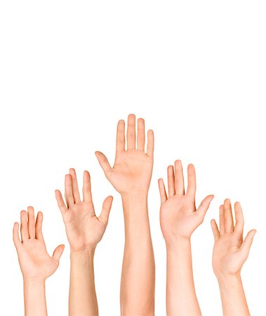 raising hand in a crowd - many open hand up on isolated white background,business concept Stock Photo - Budget Royalty-Free & Subscription, Code: 400-07779567