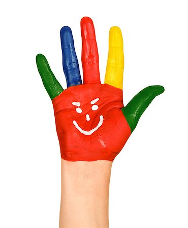 simsearch:400-07254534,k - painted red hand with funny smiley on an isolated white background Foto de stock - Super Valor sin royalties y Suscripción, Código: 400-07779596