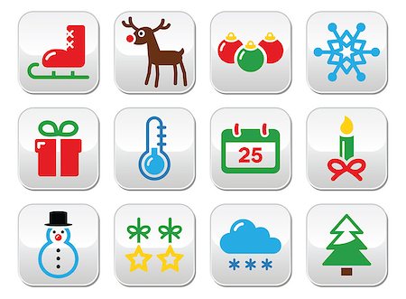 simsearch:400-07105067,k - Xmas buttons set - snowman, present, Christmas tree, reindeer isolated on white Stock Photo - Budget Royalty-Free & Subscription, Code: 400-07779661