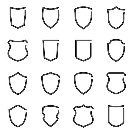 simsearch:400-08189933,k - Set of different shield outline icons. Vector illustration Fotografie stock - Microstock e Abbonamento, Codice: 400-07779709