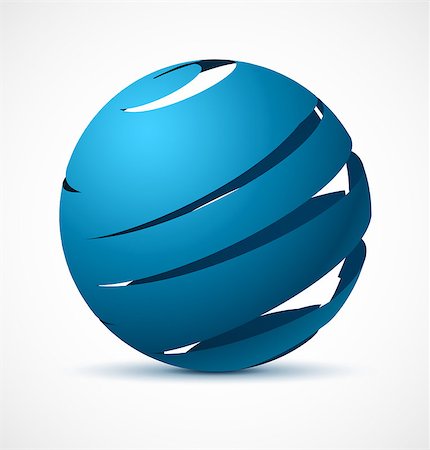 Abstract blue sphere with realistic shadow. Vector illustration. Stock Photo - Budget Royalty-Free & Subscription, Code: 400-07779712