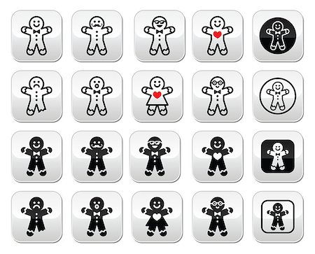 Vector buttons set of gingerbread man for Xmas isolated on white Stock Photo - Budget Royalty-Free & Subscription, Code: 400-07779994