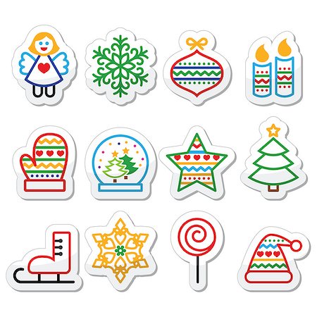 simsearch:400-07246701,k - Vector black icons set for celebrating Xmas isolated on white Stock Photo - Budget Royalty-Free & Subscription, Code: 400-07779992