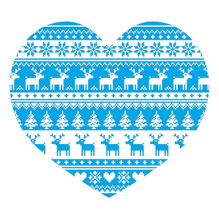 simsearch:400-05329258,k - Xmas vector background - vector Scandinavian embroidery style pattern with reindeer, trees and snowflakes Foto de stock - Super Valor sin royalties y Suscripción, Código: 400-07779993