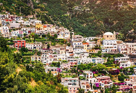 simsearch:400-07891715,k - View of Positano. Positano is a small picturesque town on the famous Amalfi Coast in Campania, Italy. Photographie de stock - Aubaine LD & Abonnement, Code: 400-07770322