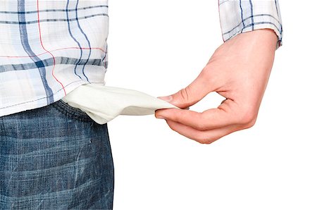 simsearch:400-06634114,k - Man Pulling out Empty Pocket Isolated on white background Fotografie stock - Microstock e Abbonamento, Codice: 400-07770555