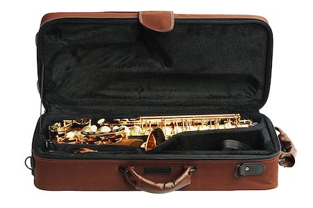 saxofón - Saxophone In Open Case On White Background Foto de stock - Super Valor sin royalties y Suscripción, Código: 400-07771108