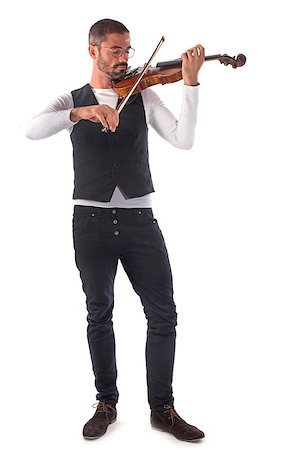 young violinist in front of white background Photographie de stock - Aubaine LD & Abonnement, Code: 400-07771165