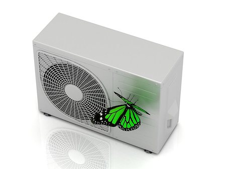 simsearch:400-08045642,k - One green butterfly sits on a street conditioner on a white background Stock Photo - Budget Royalty-Free & Subscription, Code: 400-07771312