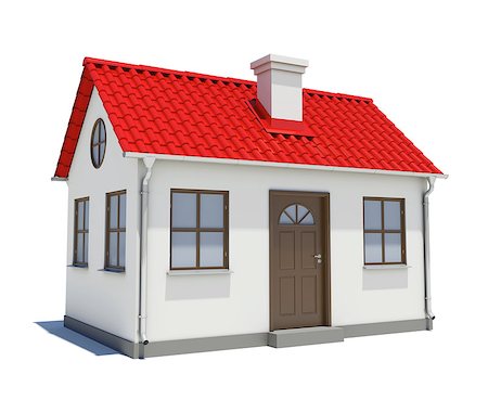 simsearch:400-05899415,k - House with red roof on a white background Photographie de stock - Aubaine LD & Abonnement, Code: 400-07771349