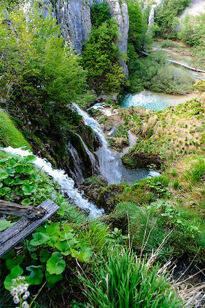 Beautiful waterfall. Plitvice Lakes National Park in Croatia Stock Photo - Budget Royalty-Free & Subscription, Code: 400-07771477