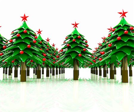 Christmas trees on a white background Stock Photo - Budget Royalty-Free & Subscription, Code: 400-07771647