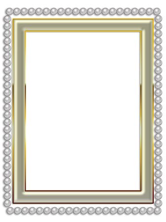 pearls frame clip art - Rectangural frame with pearls over white background. Stock Photo - Budget Royalty-Free & Subscription, Code: 400-07771690