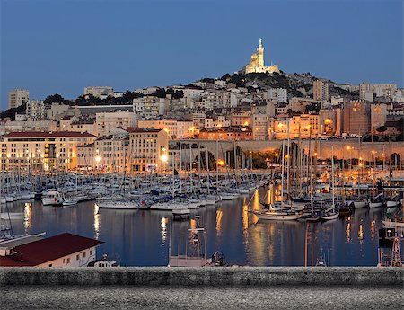 elwynn (artist) - Marseille cityscape with famous landmark Notre Dame de la Garde church, France. Stock Photo - Budget Royalty-Free & Subscription, Code: 400-07771868