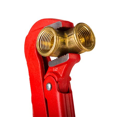 simsearch:400-05695467,k - Adjustable pipe wrench, isolated on a white background Fotografie stock - Microstock e Abbonamento, Codice: 400-07771875