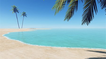 simsearch:400-07093200,k - tropical beach with palms Fotografie stock - Microstock e Abbonamento, Codice: 400-07771935