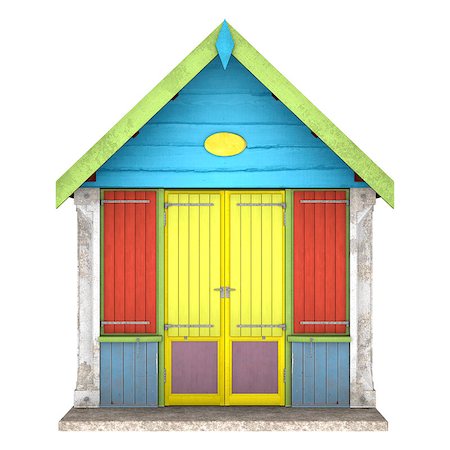 simsearch:400-05881319,k - 3D digital render of a colourful wooden beach hut isolated on white background Stockbilder - Microstock & Abonnement, Bildnummer: 400-07771957