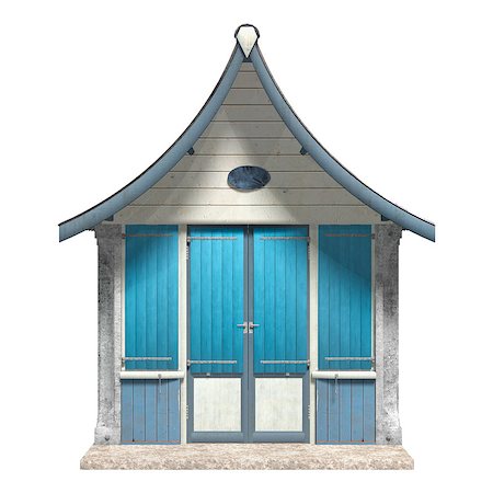 simsearch:400-05881319,k - 3D digital render of a wooden beach hut isolated on white background Stockbilder - Microstock & Abonnement, Bildnummer: 400-07771959