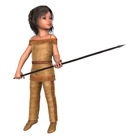 3D digital render of a cute little girl in an indiana costume holding a spear isolated on white background Photographie de stock - Aubaine LD & Abonnement, Code: 400-07771971