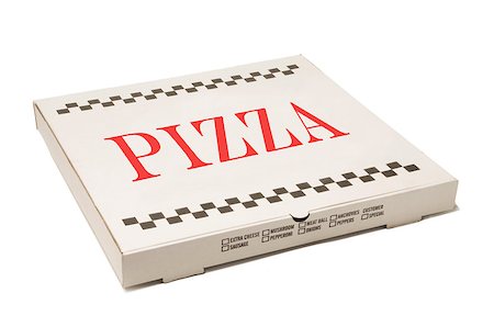 staple - White pizza delivery box isolated against white background Foto de stock - Super Valor sin royalties y Suscripción, Código: 400-07772242