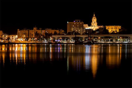 Malaga Harbour city reflection on the water Stock Photo - Budget Royalty-Free & Subscription, Code: 400-07772276
