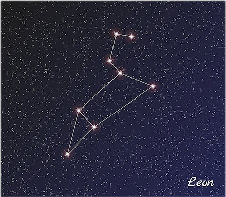 star constellation of leon on dark sky, vector Foto de stock - Super Valor sin royalties y Suscripción, Código: 400-07772334