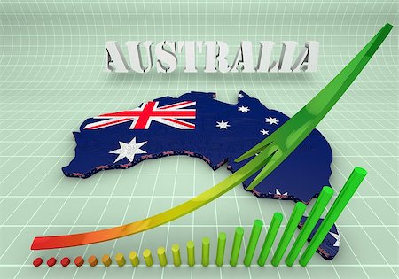 simsearch:400-04502321,k - 3D Illustration of Australia and business graphics Foto de stock - Super Valor sin royalties y Suscripción, Código: 400-07772570